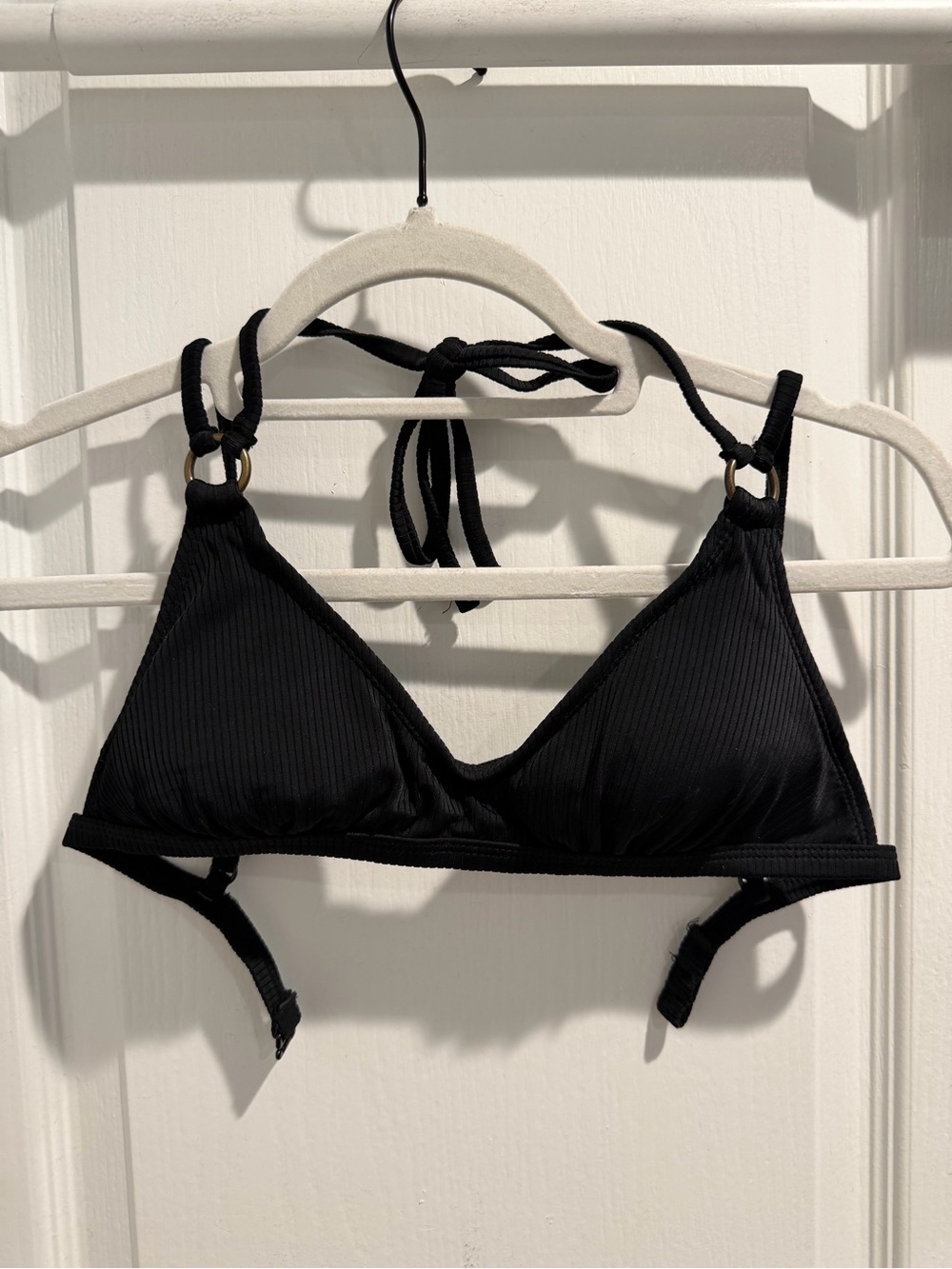 Xhilaration Black Ribbed Triangle Bikini Top